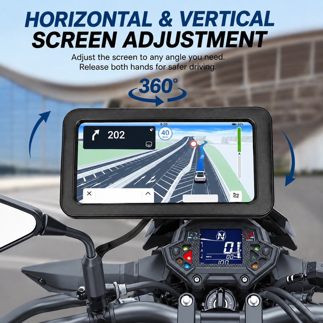 Waterproof Motorcycle Phone Mount – Touchscreen & 360° Rotation