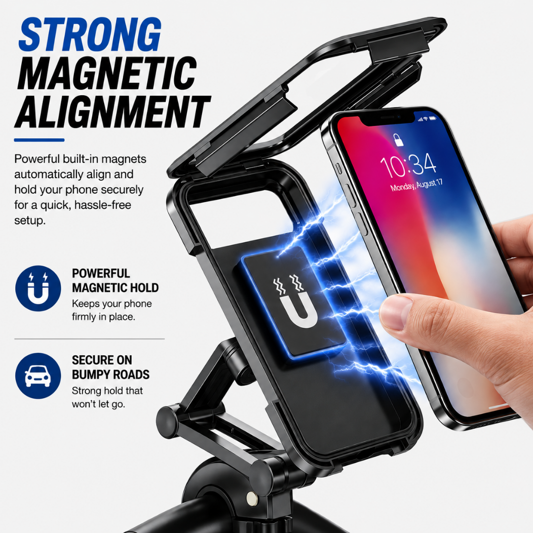 Waterproof Motorcycle Phone Mount – Touchscreen & 360° Rotation